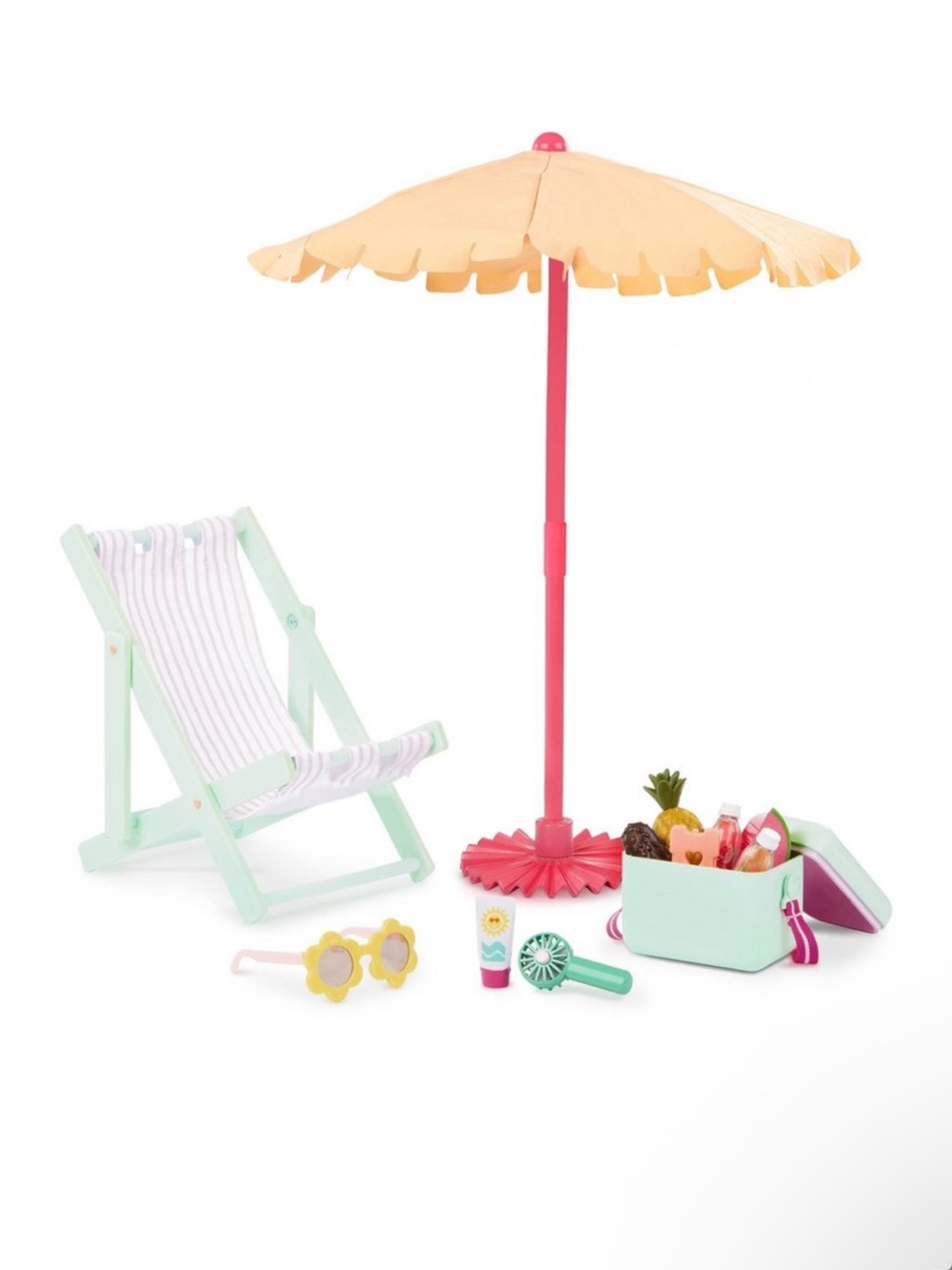 Our Generation Sunny and Cool Patio Set for 18” Dolls 17 Beach Accessories *NEW*
